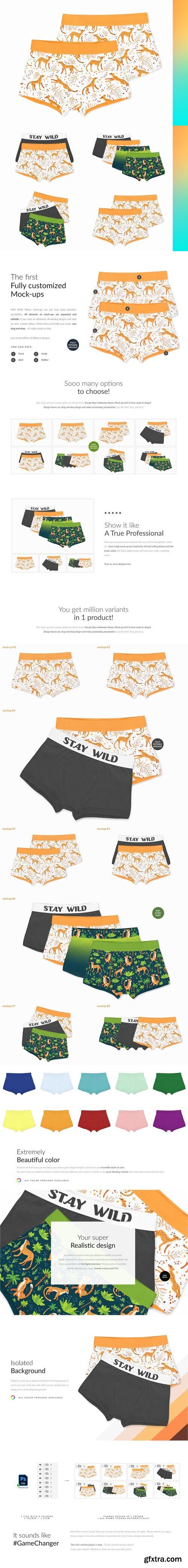 CreativeMarket - Boys Underwear Boxers 8xMock-ups 6860560