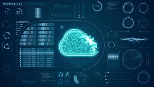 Videohive - Blue cloud computing with head up display background and futuristic technology abstract background - 38487772 - 38487772