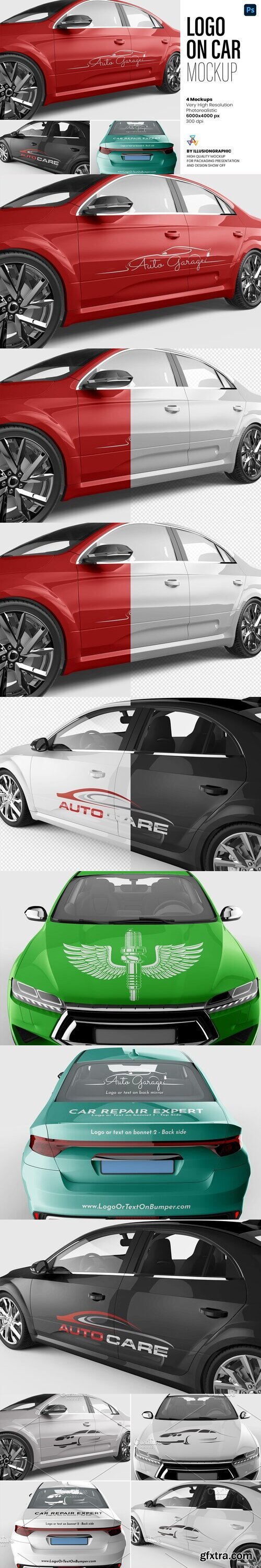 CreativeMarket - Logo on Car Mockup - 4 Views 7399379