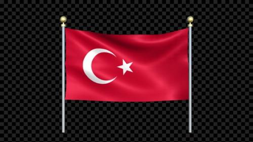 Videohive - Turkey Flag Waving In Double Pole Looped - 38758590 - 38758590