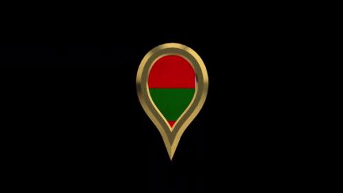 Videohive - Madagascar Flag 3D Rotating Location Gold Pin Icon - 38480010 - 38480010