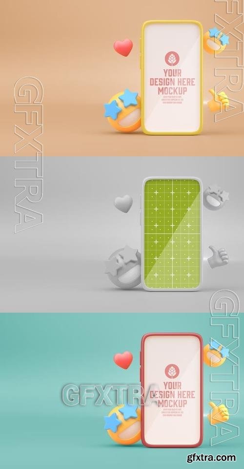 3D Mobile with Emojis Mockup WW3DNWL