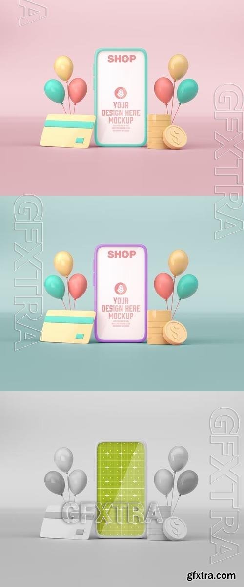 3D Online Shopping witth Mobile Mockup ZG29VBV