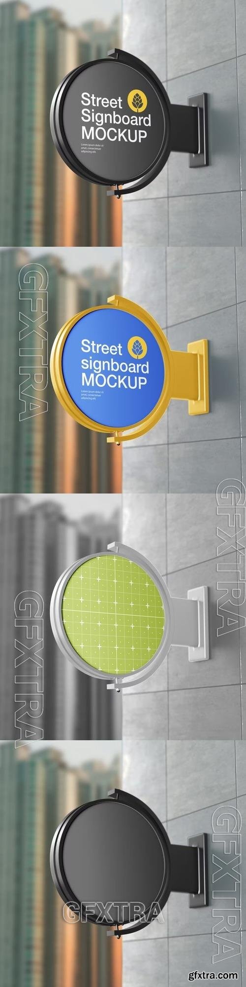 Signboard Wall Scene Mockup B9PTY7Z