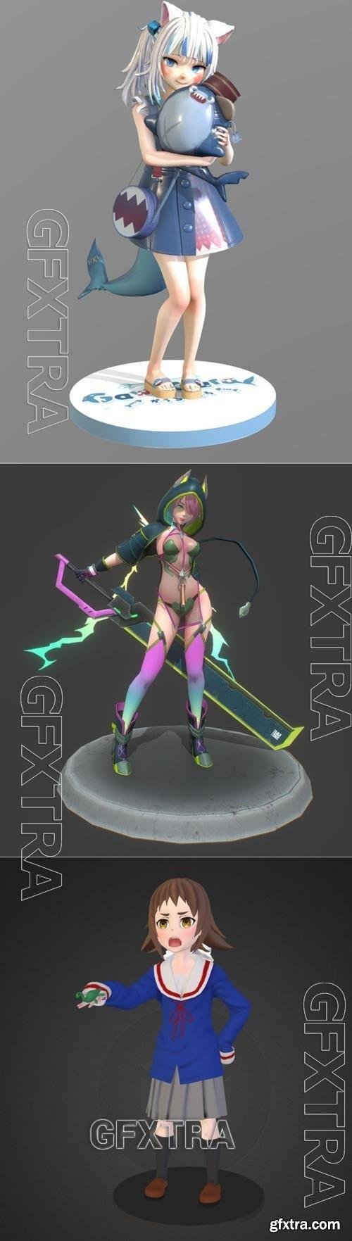 Gawr Gura Figurine and E-KO by Kai e and Huh 3D