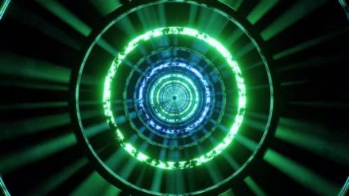 Videohive - Green And Blue Circled Tunnel Vj Loop Background 4K - 38781599 - 38781599