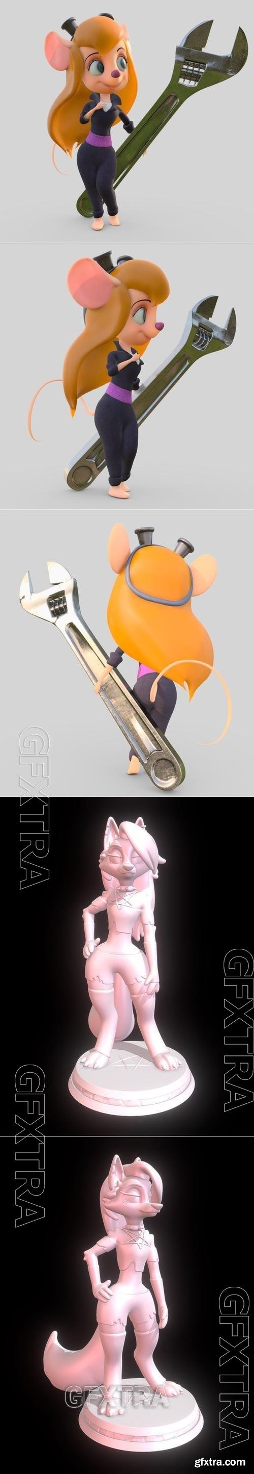 Gadget Hackwrench and loona - Helluva Boss 3D