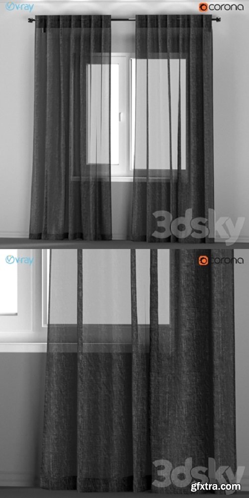 IKEA AINA – dark gray transparent curtains from flax