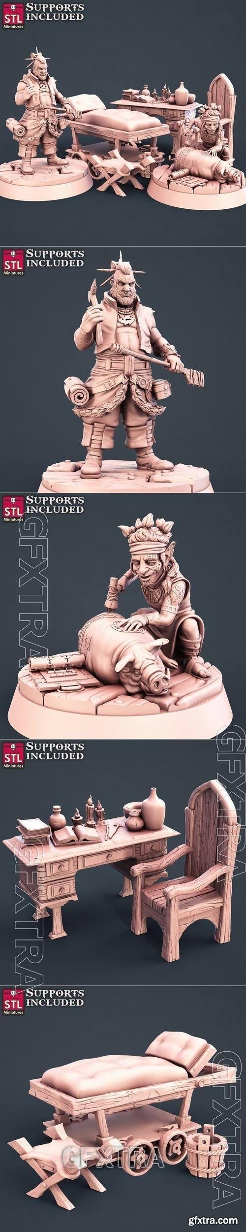 STL Miniatures Tattoo Artist Set 3D 