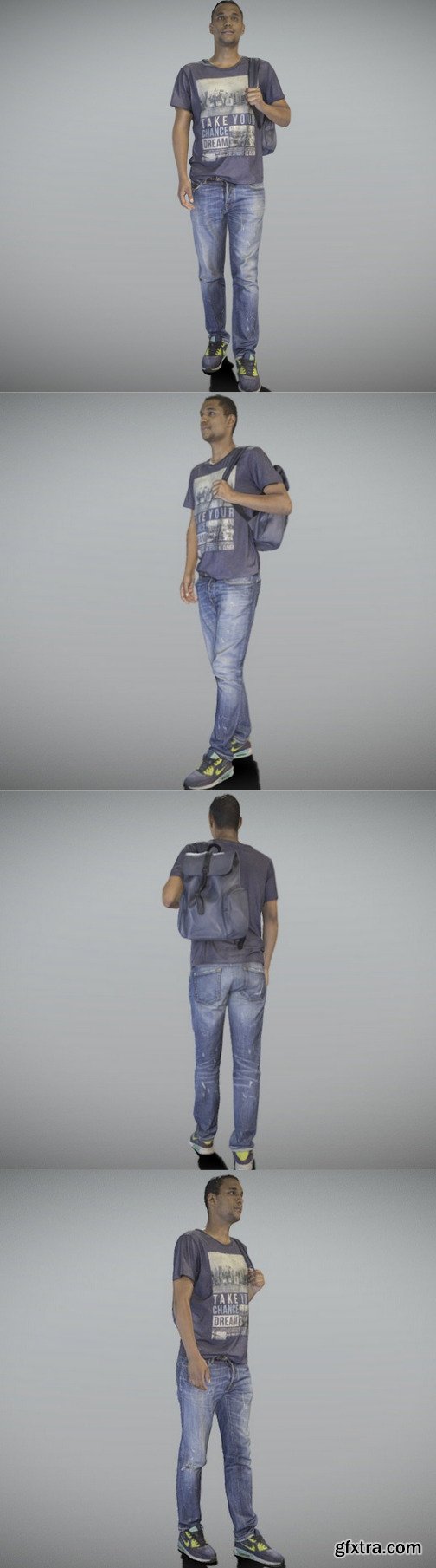 Young african american man walking 261 3D Model