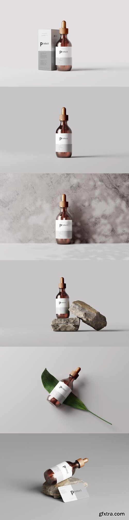 CreativeMarket - Amber Glass Dropper Bottle Mockup 7414282