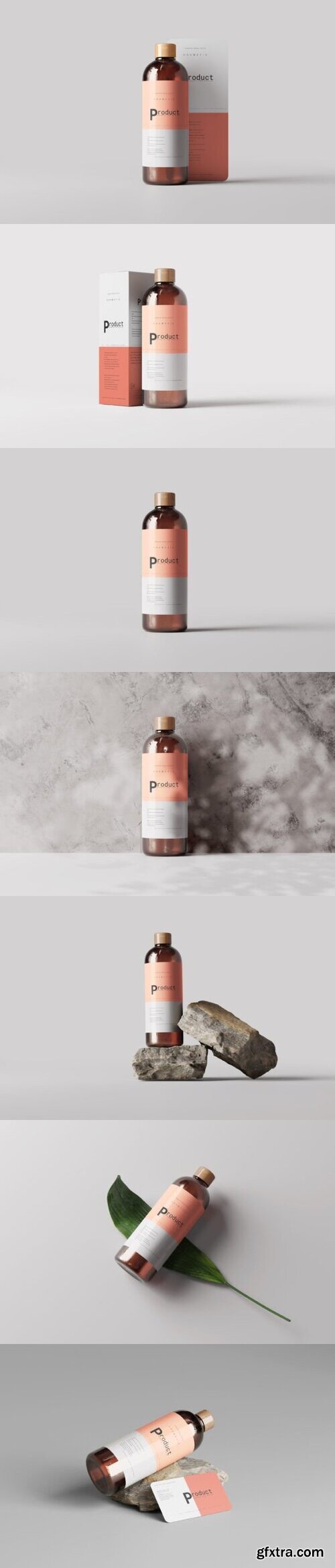 Amber Glass Bottle Mockup