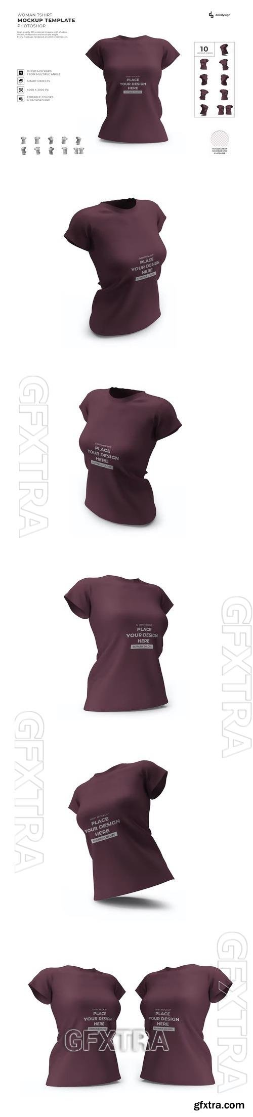 Woman Shirt Mockup Template Set 924V67Y