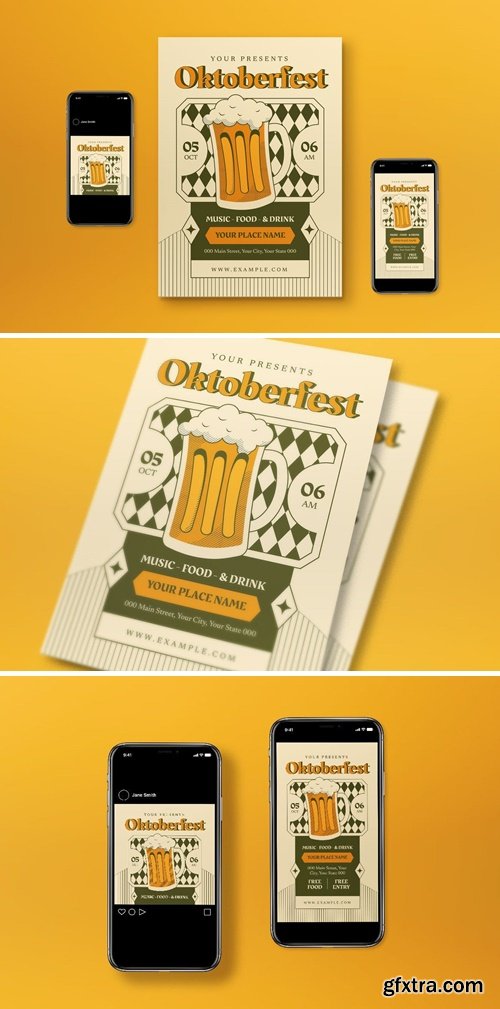 Yellow Vintage Oktoberfest Flyer Set YPXC359