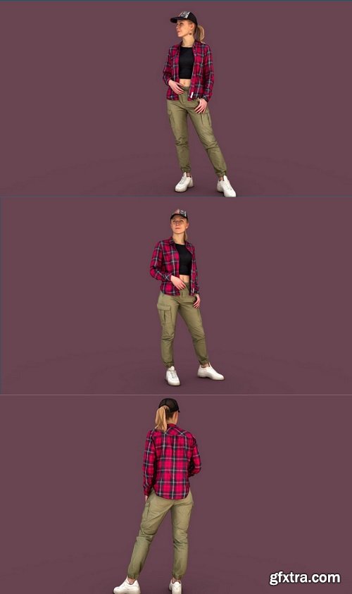 Girl in a Plaid Shirt 3D Model