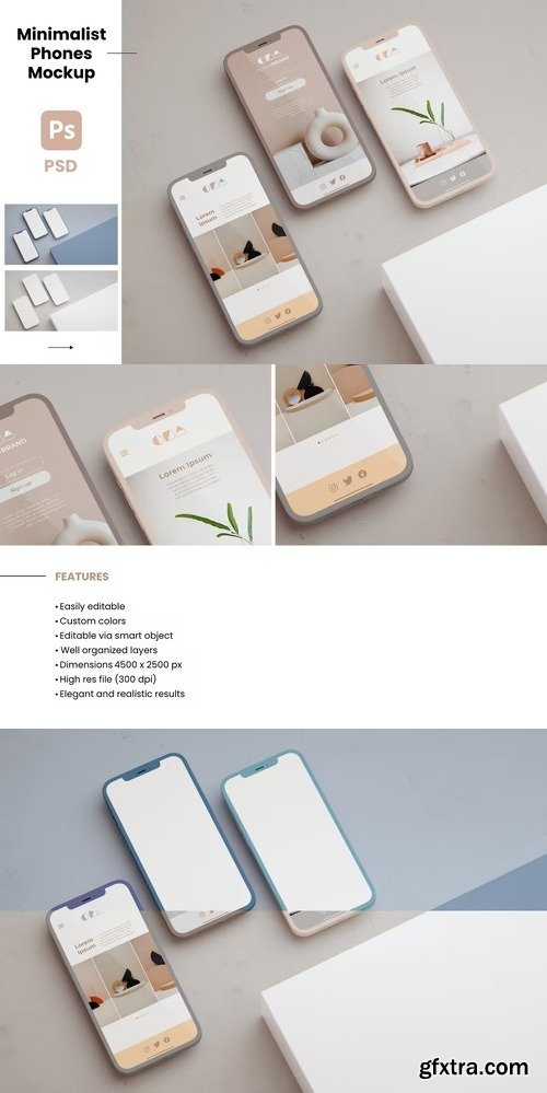 Minimalist iPhones Mockup