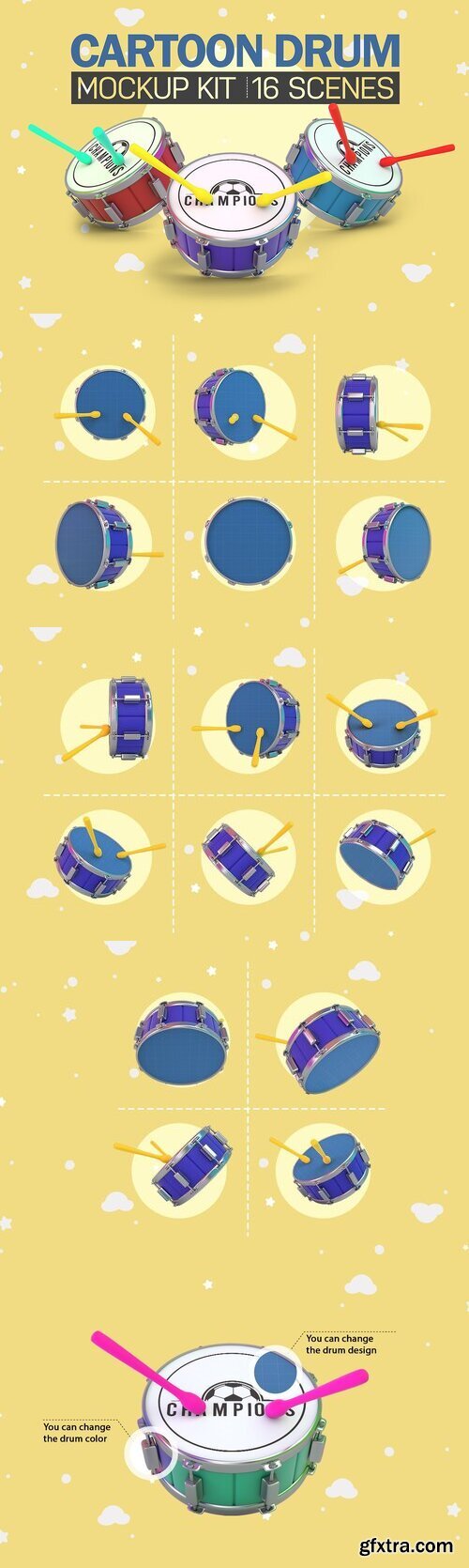 CreativeMarket - Cartoon Drum Kit 7360288