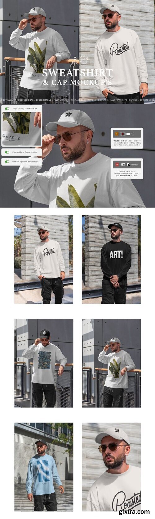 CreativeMarket - Sweatshirt & Cap MockUps 7387489