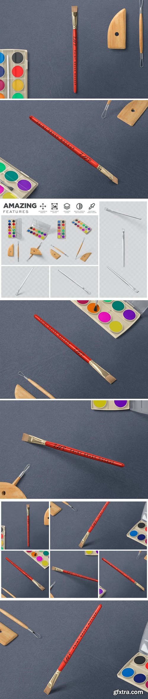 Flat Tip Paint Brush Mockups DAJ3ZXG