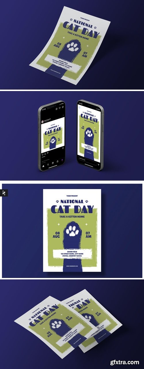 National Cat Day Flyer Template DHS2MG8