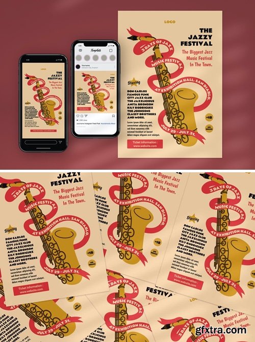 Jazz Music Festival Saxophone Flyer and Instagram YJ5924N