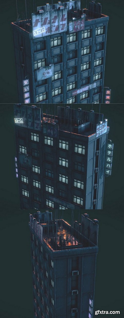 Dystopian Cyberpunk Skyscraper 3D Model