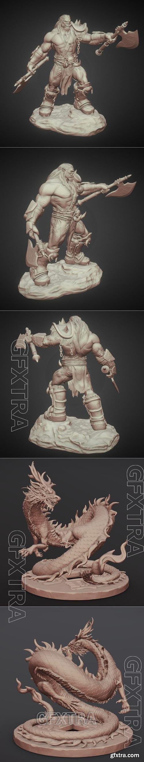 Orc and Asian Dragon Sculpt 3D