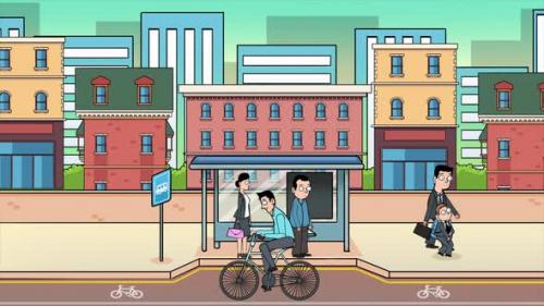 Videohive - Bicyclist Rides In The City 4K - 38866990 - 38866990