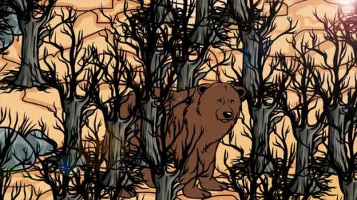 Videohive - Sad Bear Among Dry Trees with Thirst 4K - 38867794 - 38867794