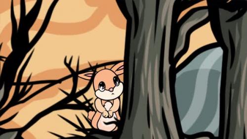 Videohive - The Poor Rabbit Looks Through the Withered Trees 4K - 38867823 - 38867823