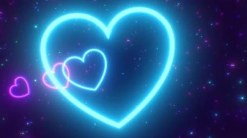 Videohive - Fly Through Pink Blue Fast Neon Glow Light Speed Heart Shaped Tunnel - 4K - 38849092 - 38849092