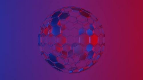 Videohive - Rotating Sphere of Hexagons Blue and Red - 38857249 - 38857249