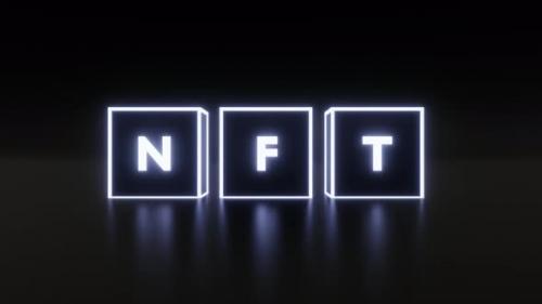 Videohive - Seamless Glowing Neon Cubes with Nft Letters - 38857289 - 38857289