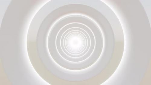 Videohive - Abstract Futuristic White Circle Tunnel with Bright Lights 3d Render Animation - 38857332 - 38857332