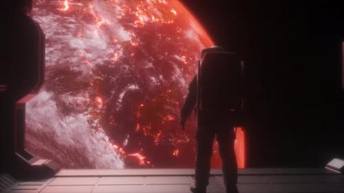 Videohive - Astronaut Looking To The Apocalyptic Earth - 38857608 - 38857608