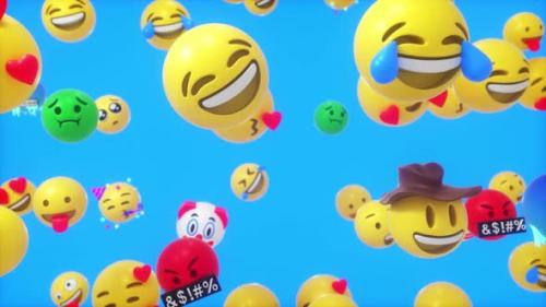 Videohive - Falling 3 D Emojis Loop Background - 38857610 - 38857610