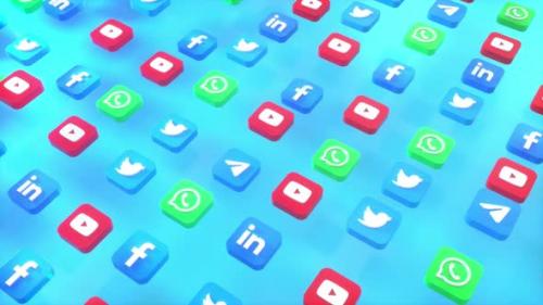 Videohive - Colorful Social Media 3 D Icons Flowing - 38857615 - 38857615