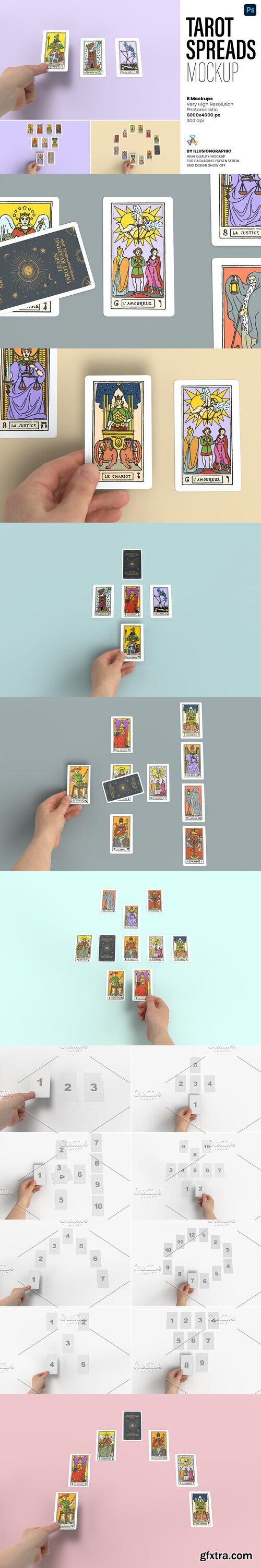 CreativeMarket - Tarot Spreads Mockup - 8 Views 7434022