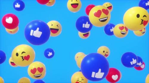 Videohive - Face Book Falling Emoji Reactions Loop - 38857618 - 38857618
