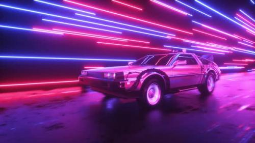 Videohive - Futuristic Car Riding Through The Neon Strings - 38857627 - 38857627