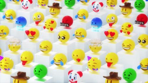 Videohive - 3 D Emojis Flowing Loop Backdrop - 38857628 - 38857628