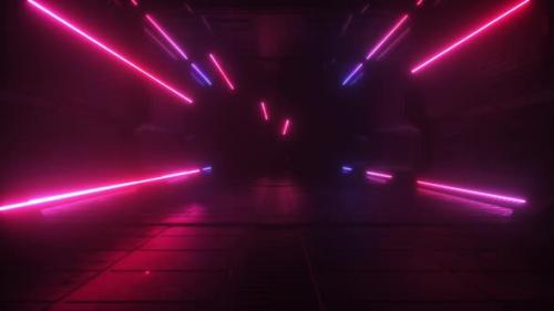 Videohive - Dark Tunnel With Flying Neon Strings - 38857631 - 38857631