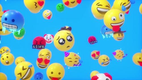 Videohive - Flying 3 D Emojies Loop Backdrop - 38857641 - 38857641