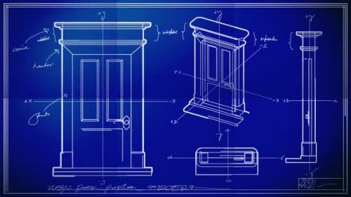 Videohive - Door Technical Drawing Blueprint Time Lapse - 38864495 - 38864495