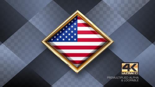 Videohive - United States Of America Flag Rotating Badge 4K Looping with Transparent Background - 38830295 - 38830295