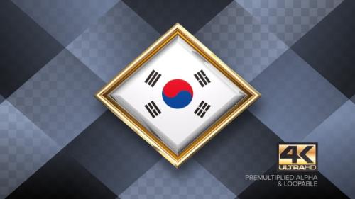 Videohive - South Korea Flag Rotating Badge 4K Looping with Transparent Background - 38830307 - 38830307