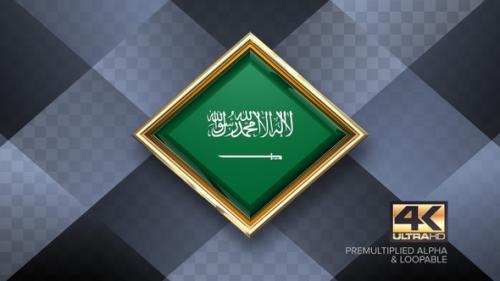 Videohive - Saudi Arabia Flag Rotating Badge 4K Looping with Transparent Background - 38830320 - 38830320