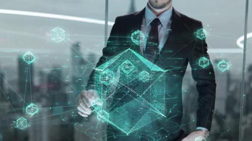 Videohive - Businessman with Ethereum Hologram Concept - 24950809 - 24950809