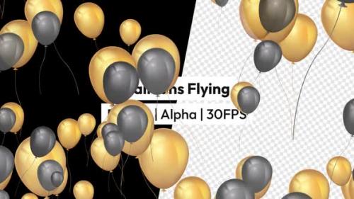 Videohive - Golden Balloons Flying Up with Alpha - 38872112 - 38872112