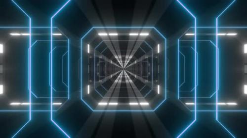 Videohive - 4k Blue Retro Tunnel - 38858629 - 38858629